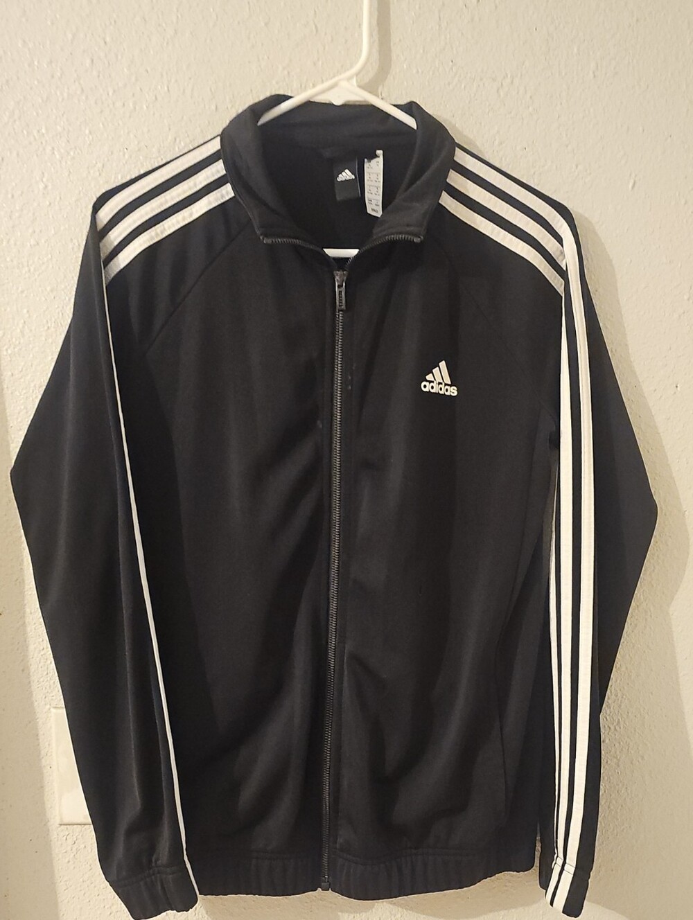 Womens Adidas Black Jacket with White Three-Stripe Detail